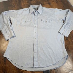 Flying‎ R Ranchwear Pearl Snap Western Shirt Mens XL Embroidered Logo Blue